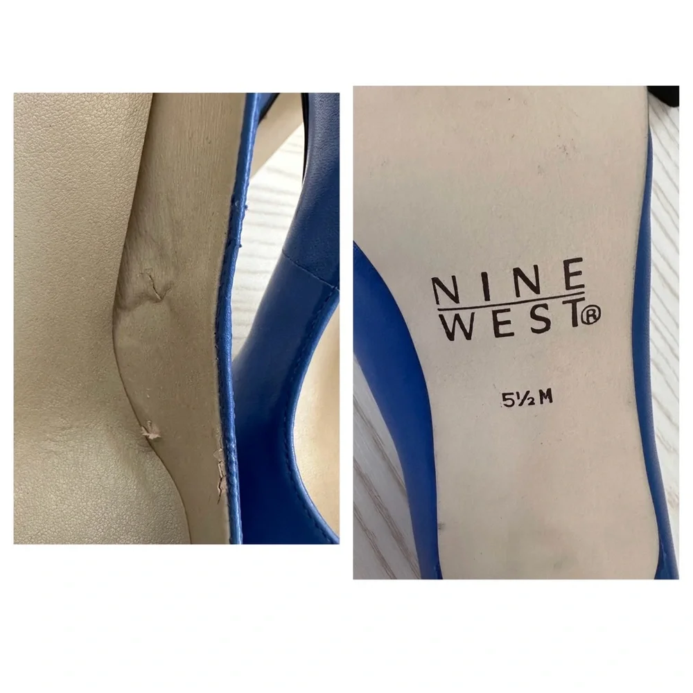 Nine West Vintage 90s Style Closed Toe Slip In Basic Pumps Sky Blue Size 5.5